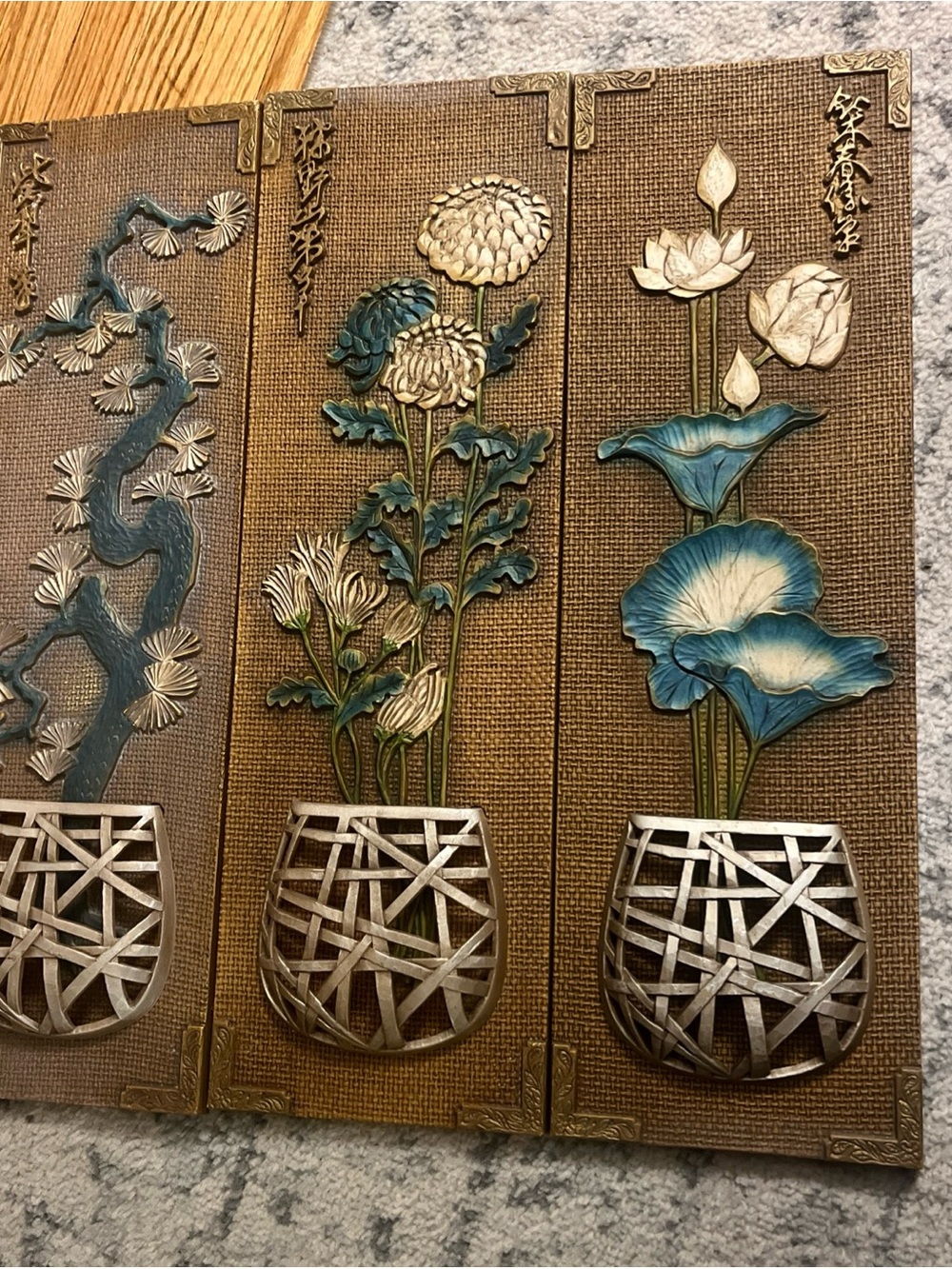 Vintage set of 3 Mid Century BURWOOD Wall Plaques